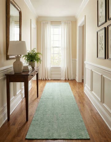 Green Hand Woven Jill Zarin English Manor Farmhouse Wool Runner Rug