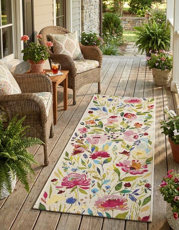 2' x 5' Easy-Clean Botanical Indoor / Outdoor Runner Rug