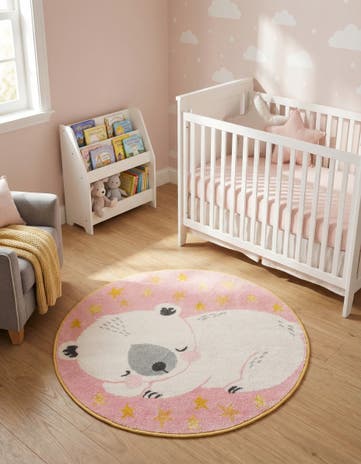 3' 3 x 3' 3 Bear Whimsy Kids Round Rug