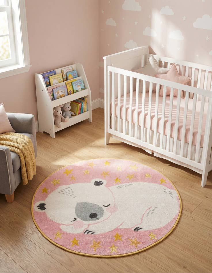 Detail image of 3' 3 x 3' 3 Bear Whimsy Kids Round Rug