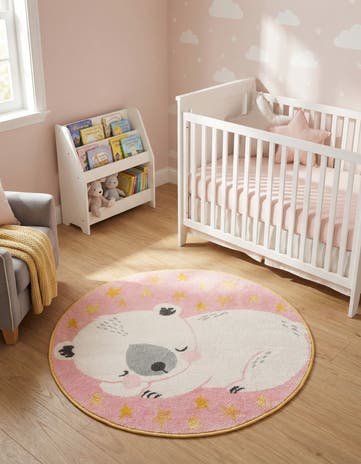 3' 3 x 3' 3 Bear Whimsy Kids Round Rug