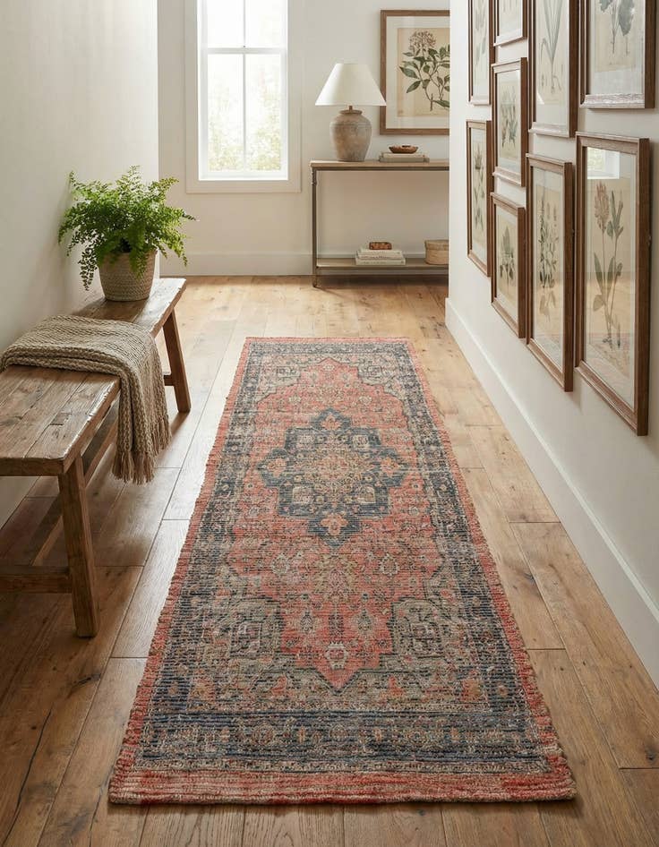 Detail image of 2' 2 x 8'  Hand Woven Chenille Jute Runner Rug