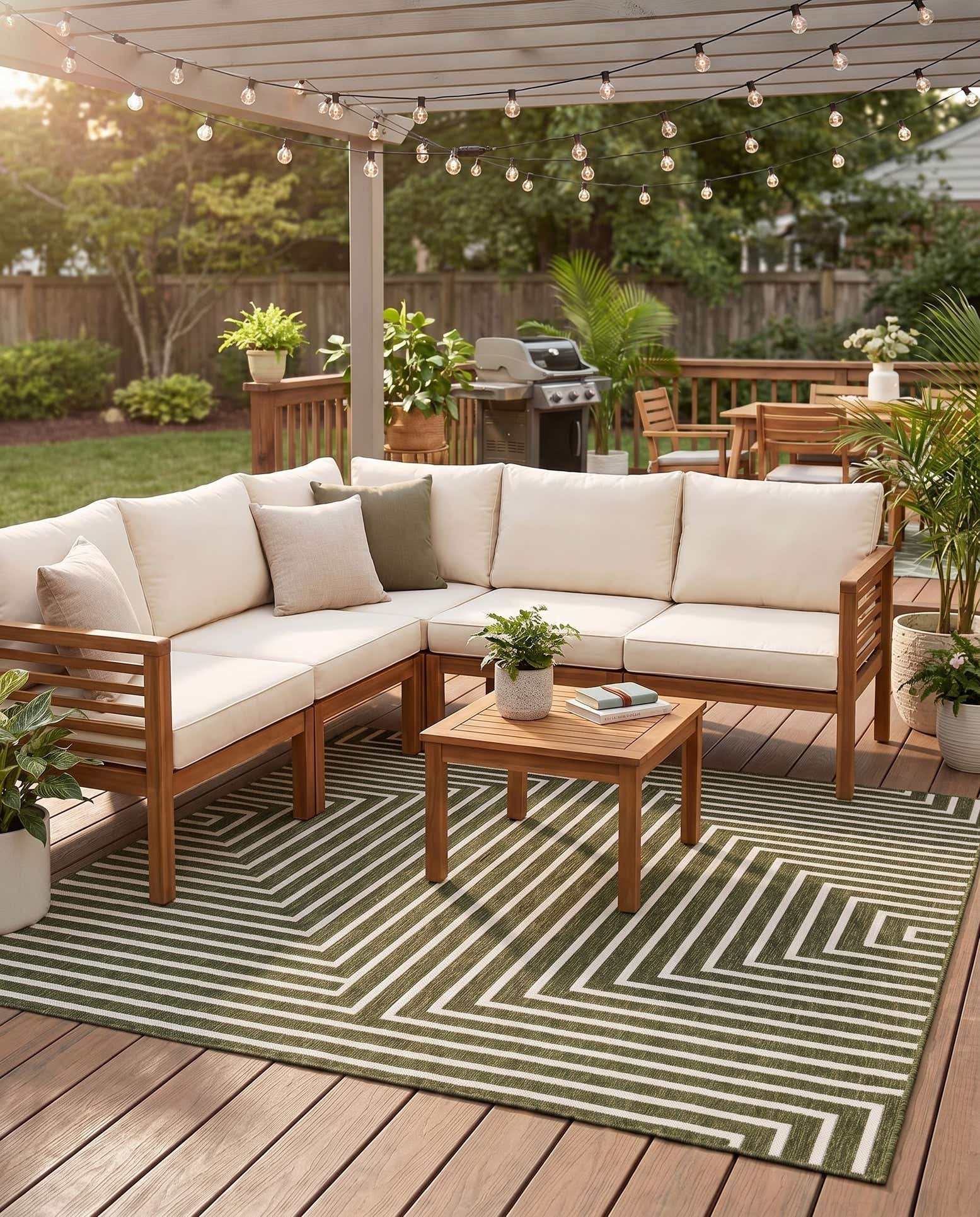 7' 10 x 7' 10 Easy-Clean Modern Indoor / Outdoor Square Rug