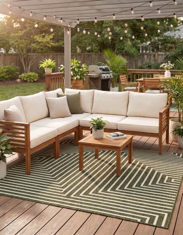 7' 10 x 7' 10 Easy-Clean Modern Indoor / Outdoor Square Rug