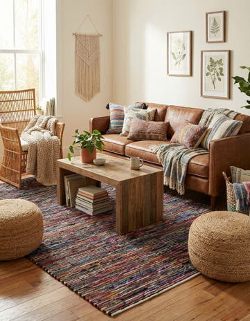 6' 1 x 9' Hand Woven Chindi Cotton Rug