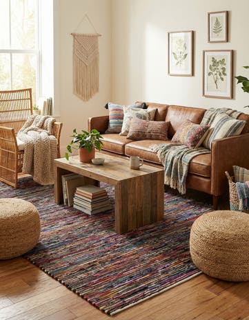 6' 1 x 9' Hand Woven Chindi Cotton Rug