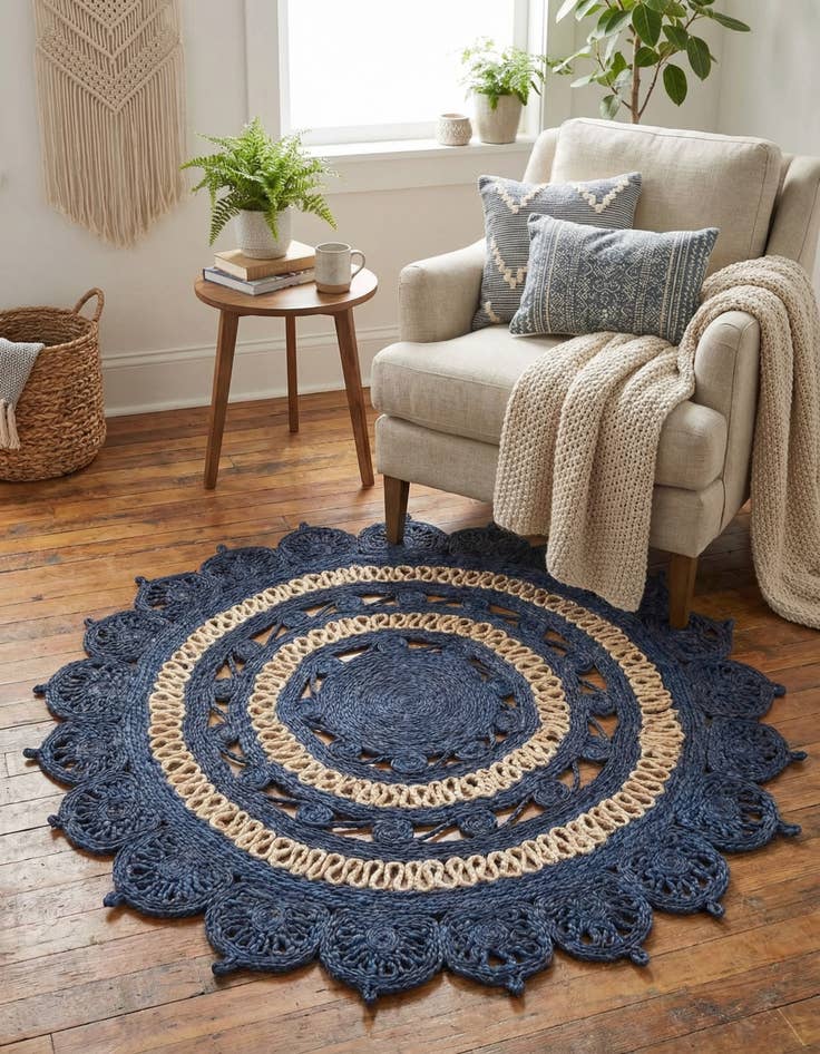 Detail image of 4' 1 x 4' 1  Hand Braided Jute Round Rug