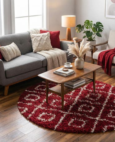  5' 3 x 5' 3 Lattice Shag Round Rug