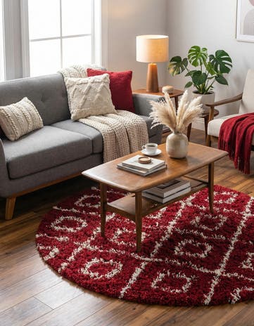 5' 3 x 5' 3 Lattice Shag Round Rug