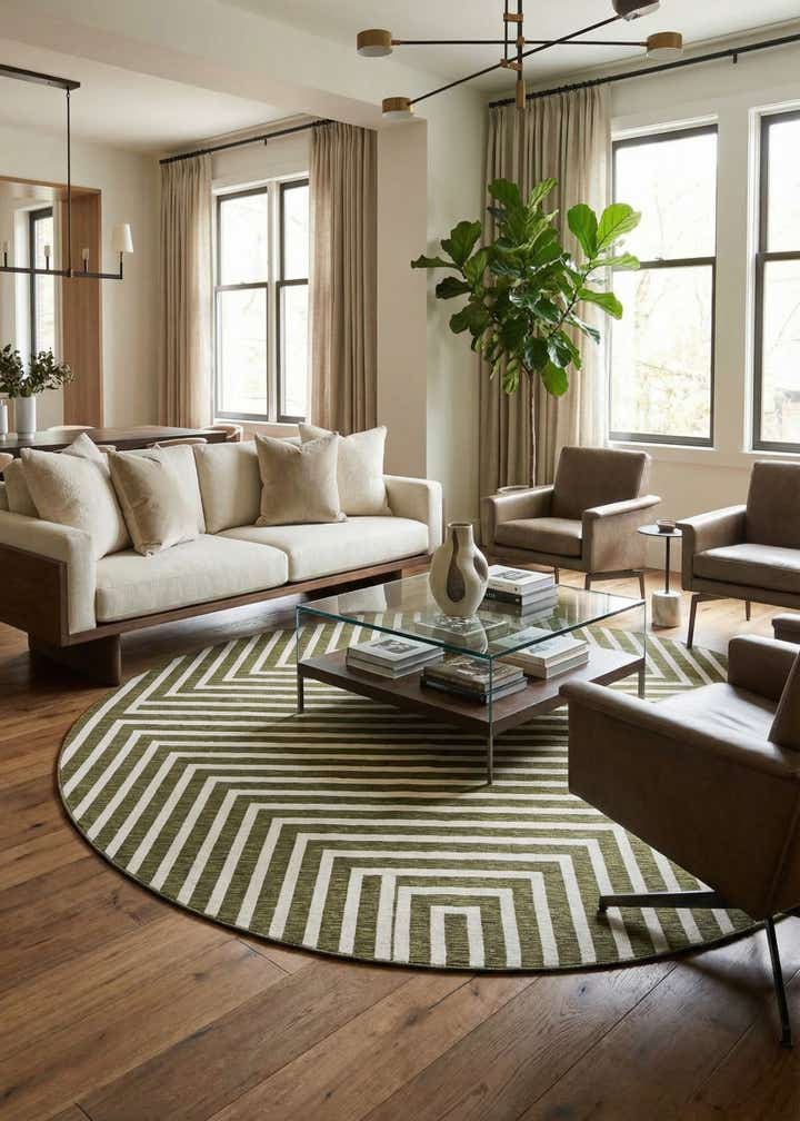 12' x 12' Easy-Clean Modern Indoor / Outdoor Round Rug