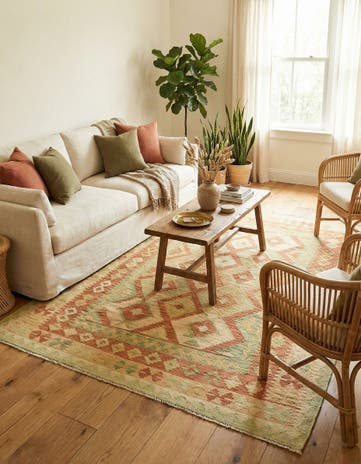 4' 10 x 6' 6 Hand Woven Kilim Waziri Wool Rug