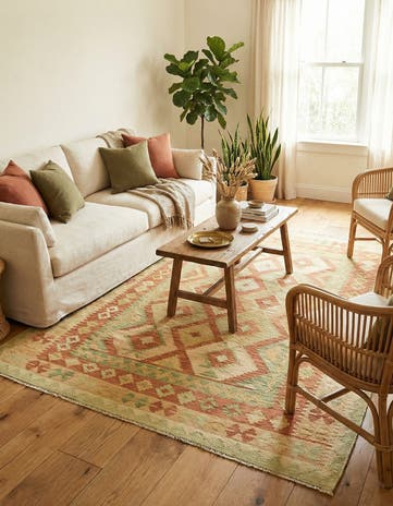 4' 10 x 6' 6 Hand Woven Kilim Waziri Wool Rug