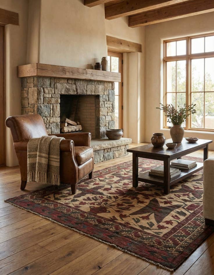 Detail image of 4' 5 x 6'  Hand Knotted Sumak Wool Rug