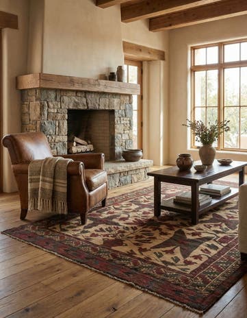 4' 5 x 6' Hand Knotted Sumak Wool Rug