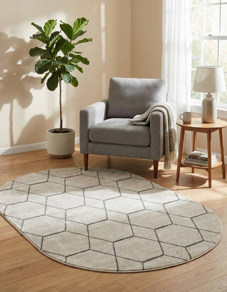 Detail image of  4' x 6' Lattice Frieze Oval Rug