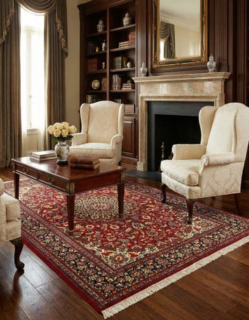 4' 9 x 6' 10 Hand Knotted Qom Persian Rug