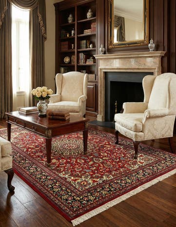 4' 9 x 6' 10 Hand Knotted Qom Persian Rug