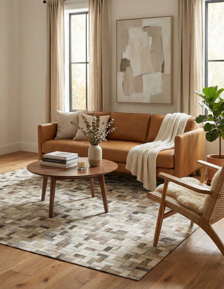 Detail image of  4' 1 x 5' 10 Cowhide Stocks Rug