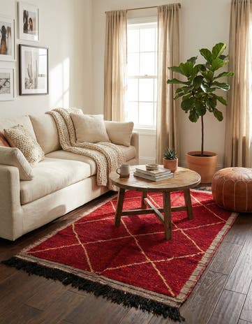 4' x 6' 2 Hand Knotted Moroccan Wool Rug