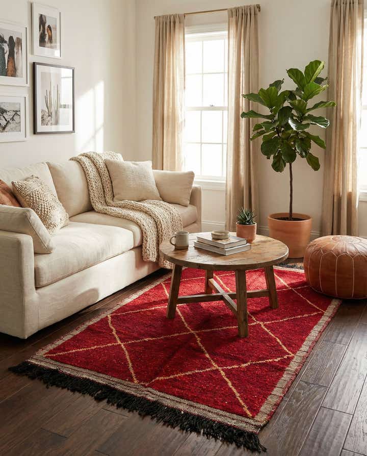 4' x 6' 2 Hand Knotted Moroccan Wool Rug