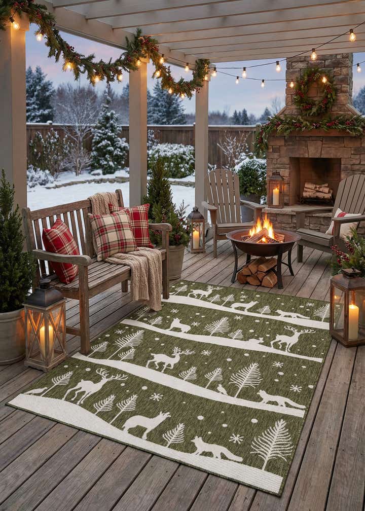 5' 3 x 8' Easy-Clean Holiday Indoor / Outdoor Rug