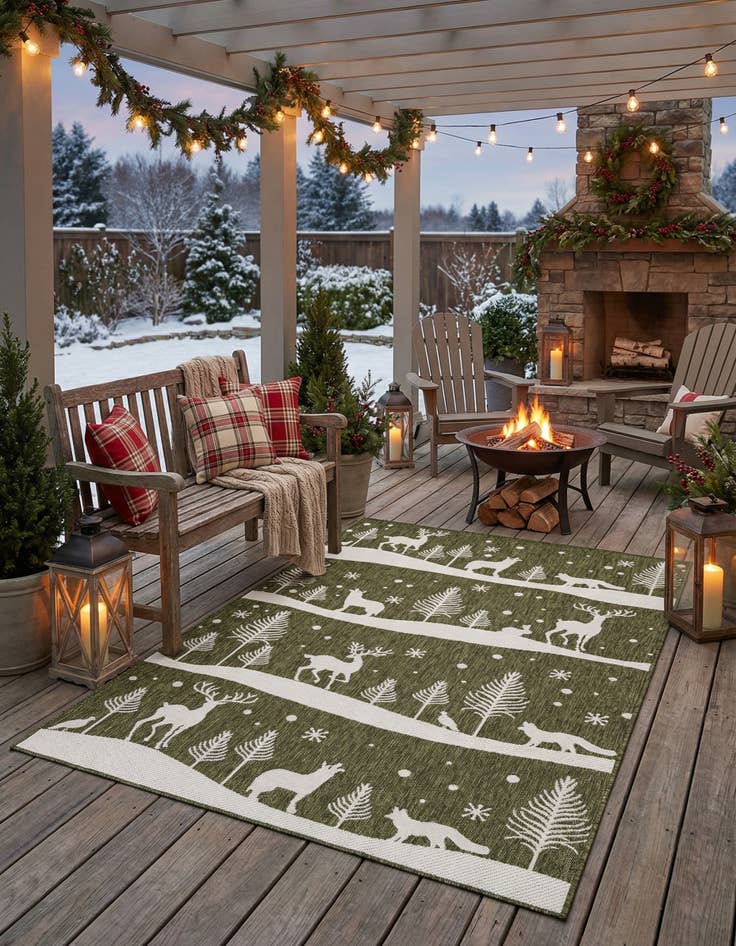 Detail image of 5' 3 x 8'  Washable Holiday Indoor / Outdoor Rug
