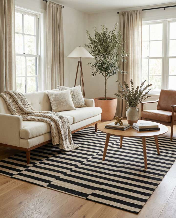 5' x 6' 4 Hand Woven Kilim Modern Wool Rug