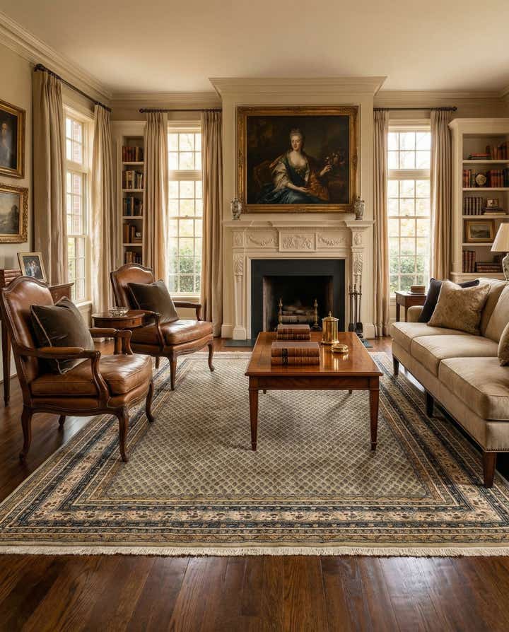 6' 7 x 9' 9 Hand Knotted Mir Wool Rug