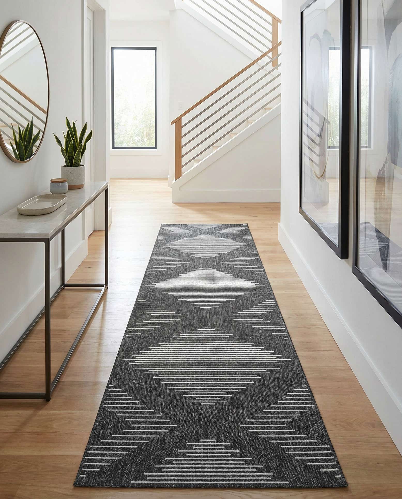 3' 3 x 12' Easy-Clean Modern Indoor / Outdoor Runner Rug