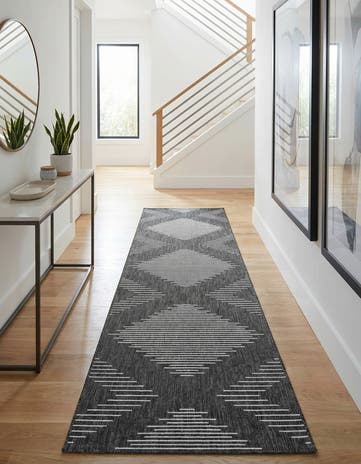 3' 3 x 12' Easy-Clean Modern Indoor / Outdoor Runner Rug