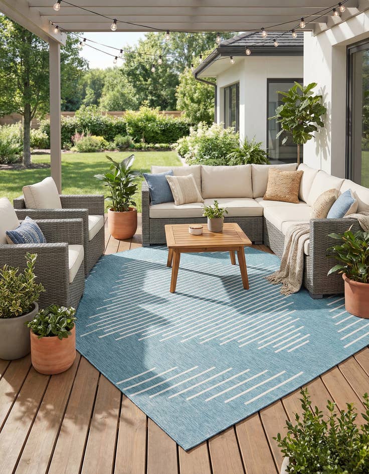Detail image of  10' 8 x 10' 8  Washable Modern Indoor / Outdoor Square Rug
