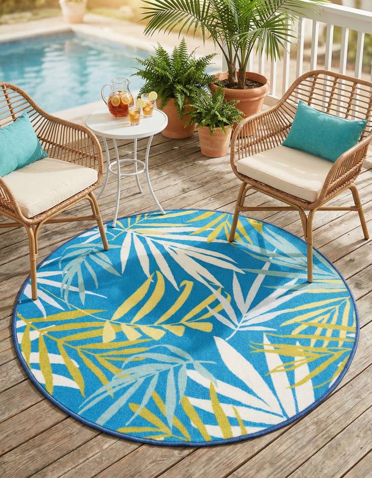 Detail image of 3' 3 x 3' 3  Washable Jill Zarin Caribbean Indoor / Outdoor Round Rug