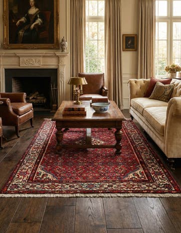 4' 9 x 6' 7 Hamedan Wool Rug
