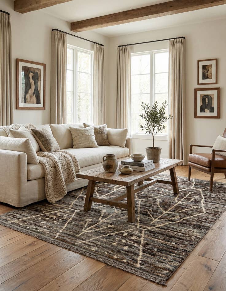 Detail image of 5' x 6' 4 Hand Knotted Moroccan Wool Rug