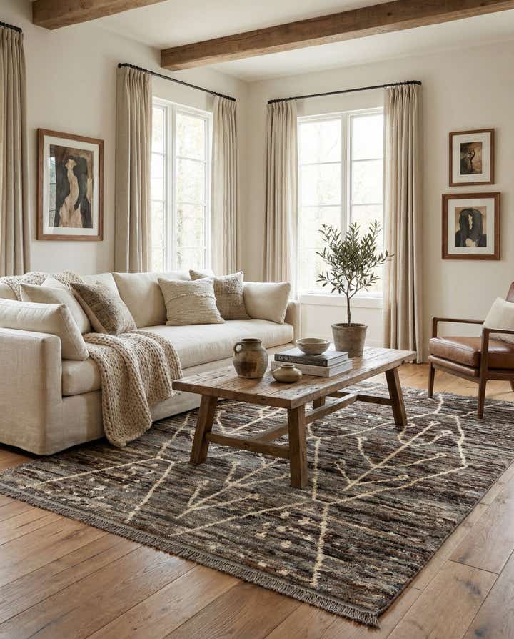 5' x 6' 4 Hand Knotted Moroccan Wool Rug