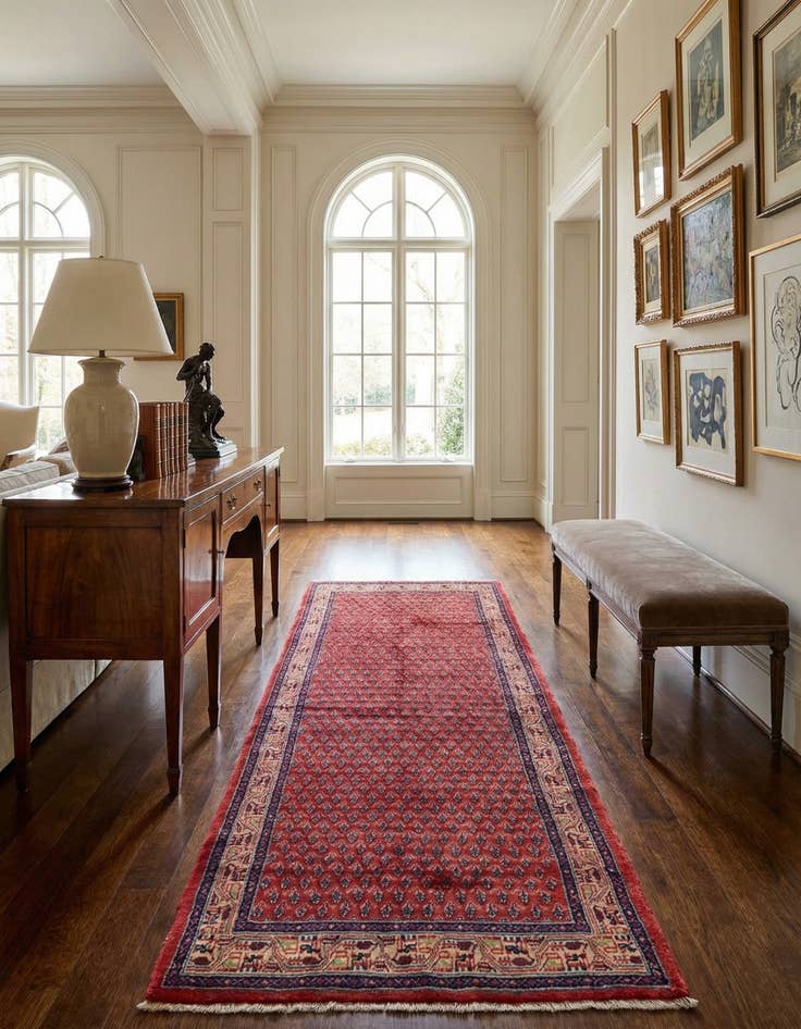 Detail image of 3' 10 x 10' 8 Hand Knotted Botemir Persian Wool Runner Rug