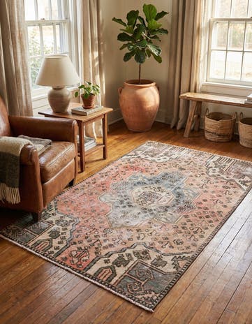 3' 7 x 5' 9 Hand Knotted Ultra Vintage Persian Wool Rug