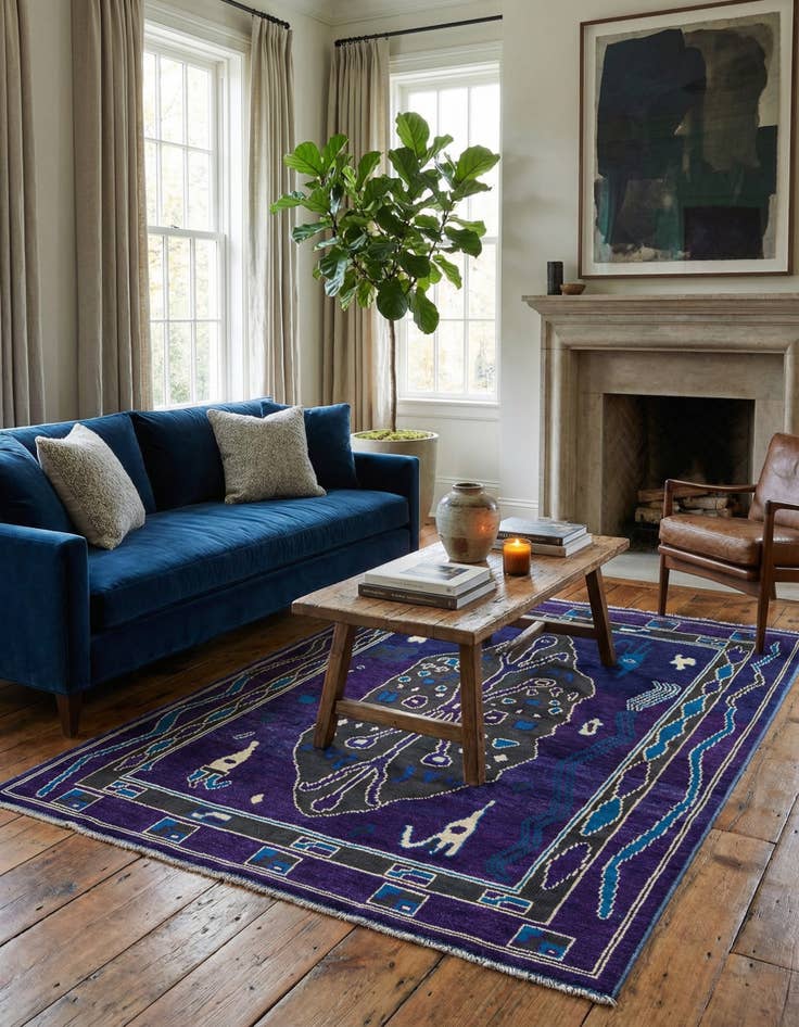 Detail image of 8' 1 x 10' 1 Hand Knotted Oushak Wool Rug