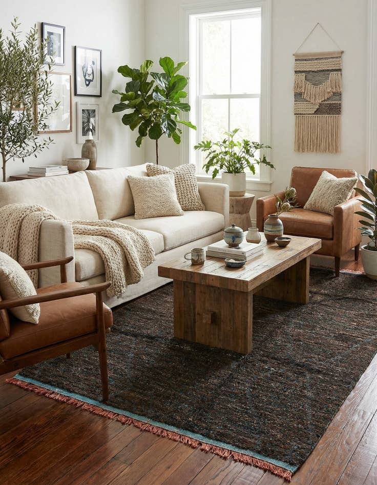 Detail image of 5' 10 x 9' 2  Hand Knotted Moroccan Wool Rug