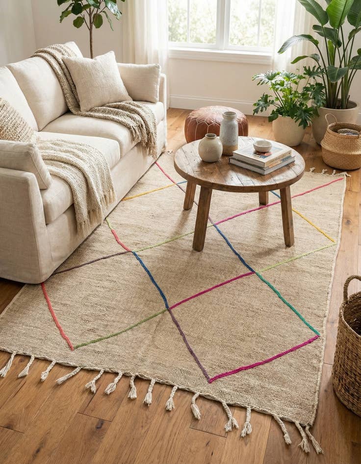 Detail image of 6' 7 x 9'  Hand Knotted Moroccan Wool Rug