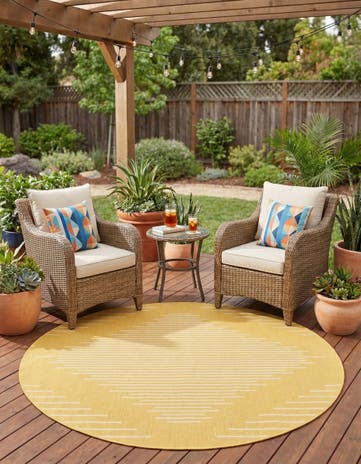 6' x 6' Easy-Clean Modern Indoor / Outdoor Round Rug