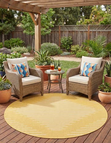 6' x 6' Easy-Clean Modern Indoor / Outdoor Round Rug