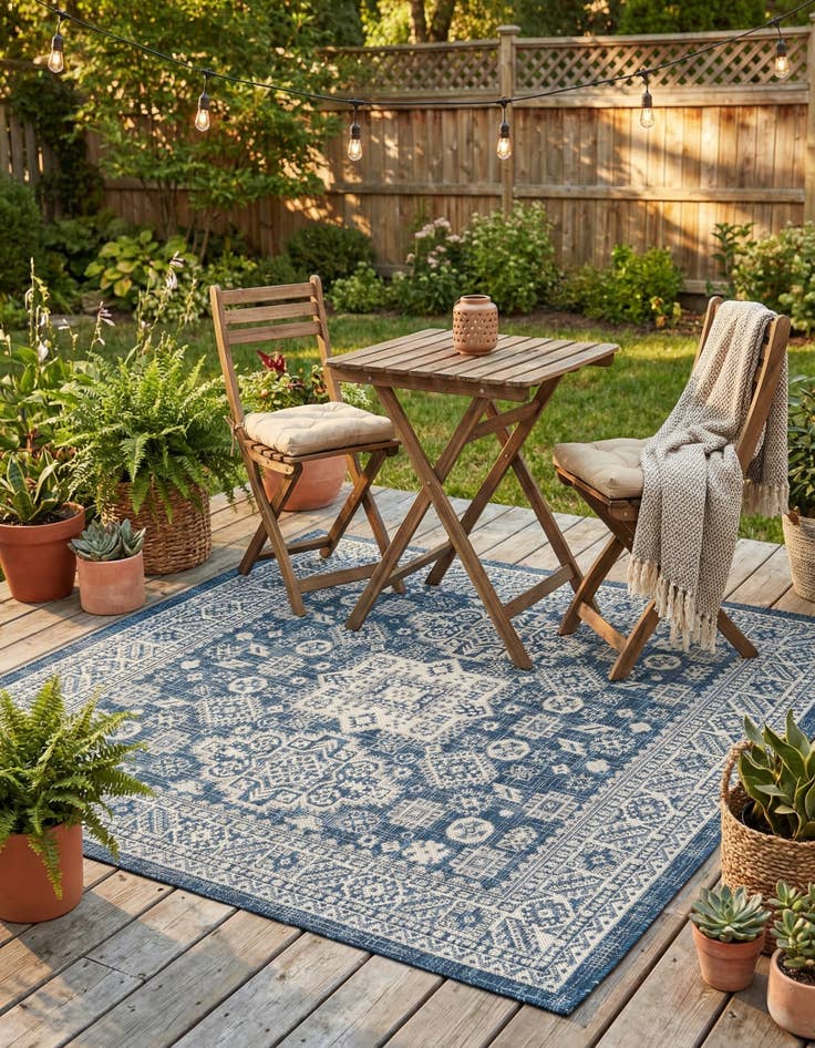Detail image of 5' 3 x 5' 3 Easy-Clean Aztec Indoor / Outdoor Square Rug