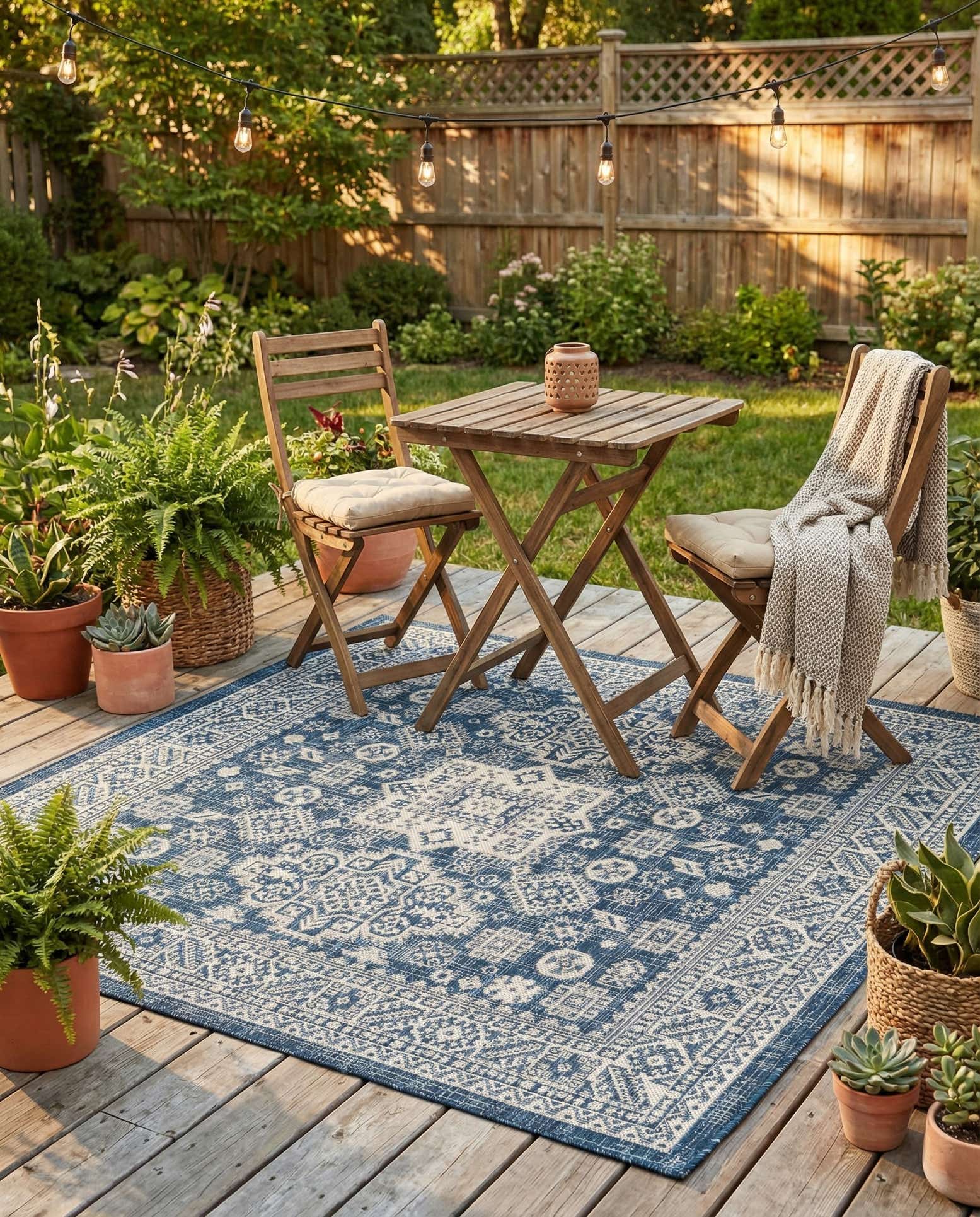 5' 3 x 5' 3 Easy-Clean Aztec Indoor / Outdoor Square Rug