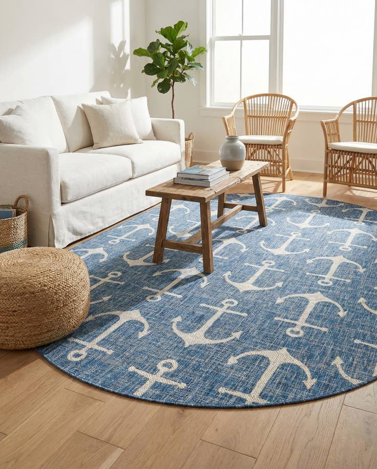 Detail image of 7' 10 x 10' Easy-Clean Coastal Indoor / Outdoor Oval Rug