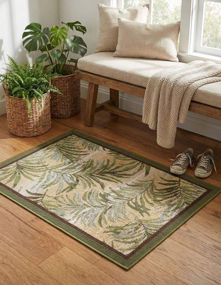 Detail image of 2' x 3'  Washable Botanical Indoor / Outdoor Rug