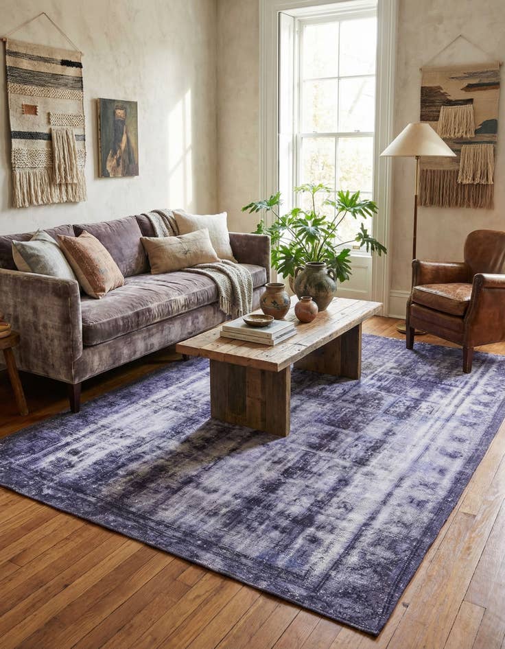 Detail image of 6' 7 x 9'  Hand Knotted Ultra Vintage Persian Wool Rug