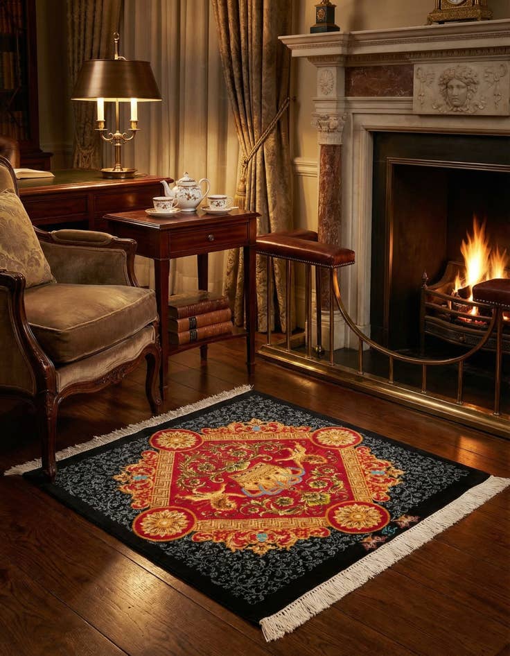 Detail image of  1' 6 x 1' 6 Ghom Silk Square Rug