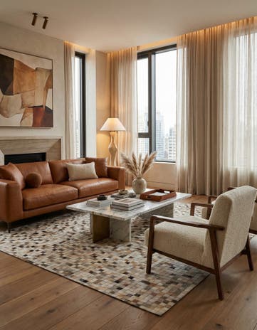 5' x 8' Cowhide Leather Rug