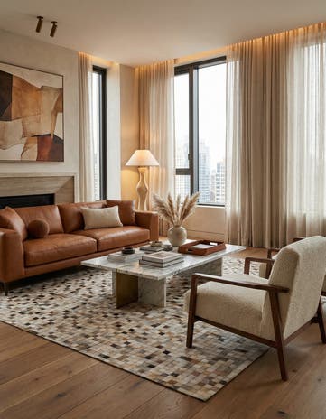 5' x 8' Cowhide Leather Rug